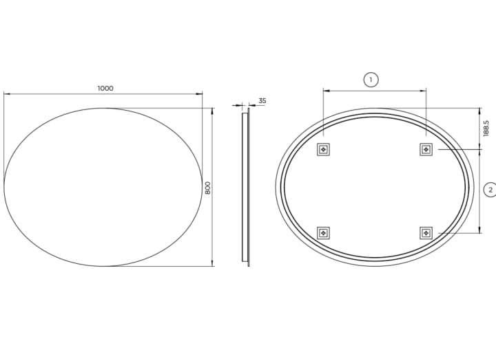 Espejo de baño con luz LED Oval Ledimex croquis 9