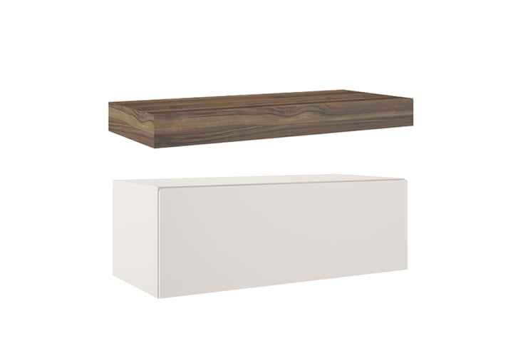 Meuble de salle de bains avec plan de toilette en bois de 10 cm de hauteur couleur Valenti avec caisson Nomad Visobath principal 3