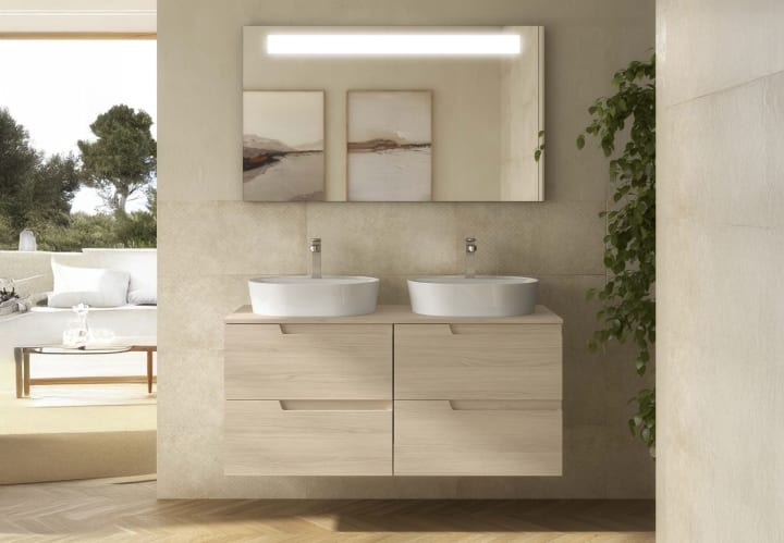Meuble de salle de bains avec plan de toilette dans la même couleur que le meuble Vima Salgar principal 2