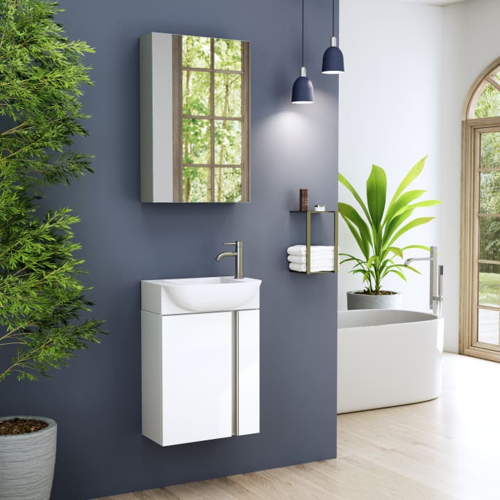 Ensemble meuble de salle de bains à faible profondeur 22 cm Versa Coycama principal 3