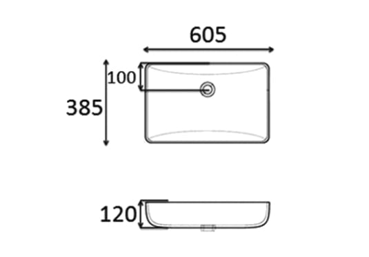 Lavabo sobre encimera Boston Bruntec croquis 2