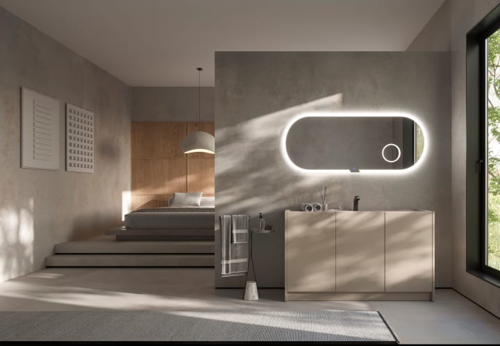 Miroir de salle de bains LED avec éclairage Indiana Ledimex environnement 7