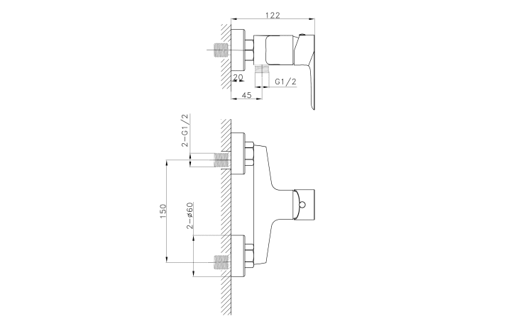 Mitigeur de douche encastré Cassio GME croquis 1