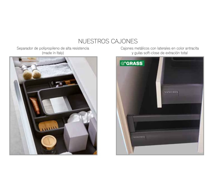 Conjunto mueble de baño con lavabo sobre encimera Hana Sanchis opción 7