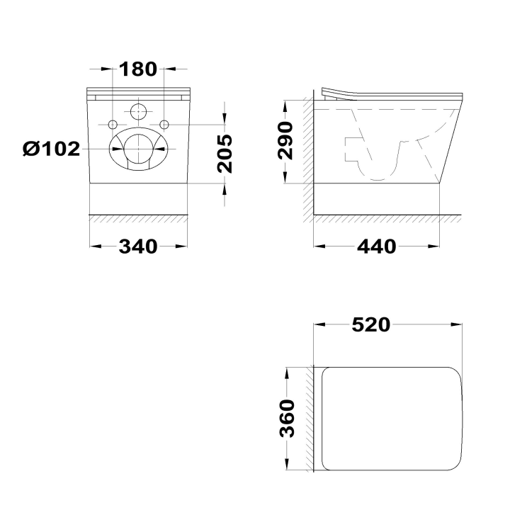 Pack inodoro suspendido + cisterna empotrada + pulsador Soller Strohm Teka croquis 4