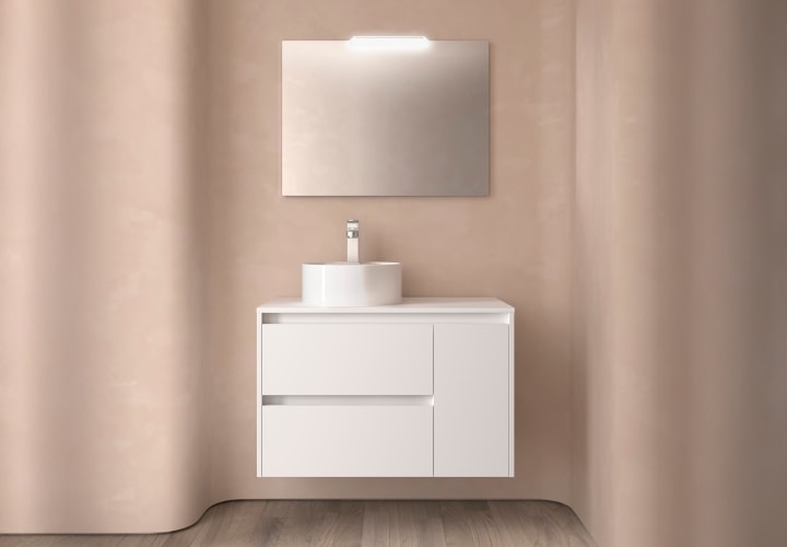 Meubles de salle de bains avec plan de toilette en bois Noja Salgar principal 8