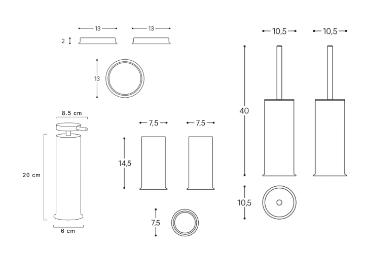Conjunto de accesorios de baño Geyser Cosmic croquis 7