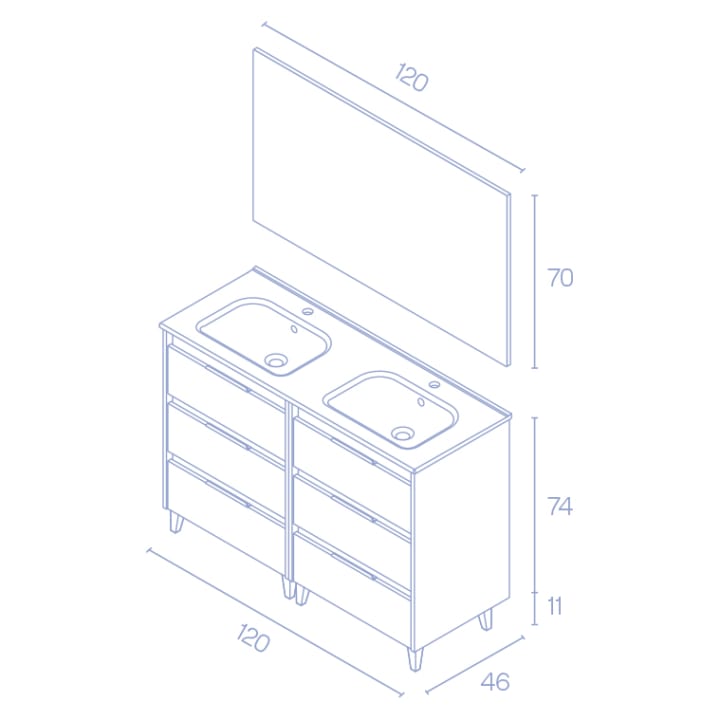 Conjunto mueble de baño Suki Amizuva croquis 10