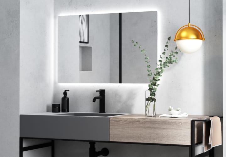 Miroir de salle de bains avec éclairage LED Dune Bruntec principal 1