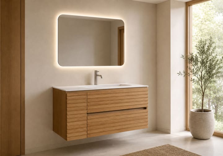 Meuble de salle de bains Alpes 21 Bruntec avec lavabo « Solid Surface » principal 1