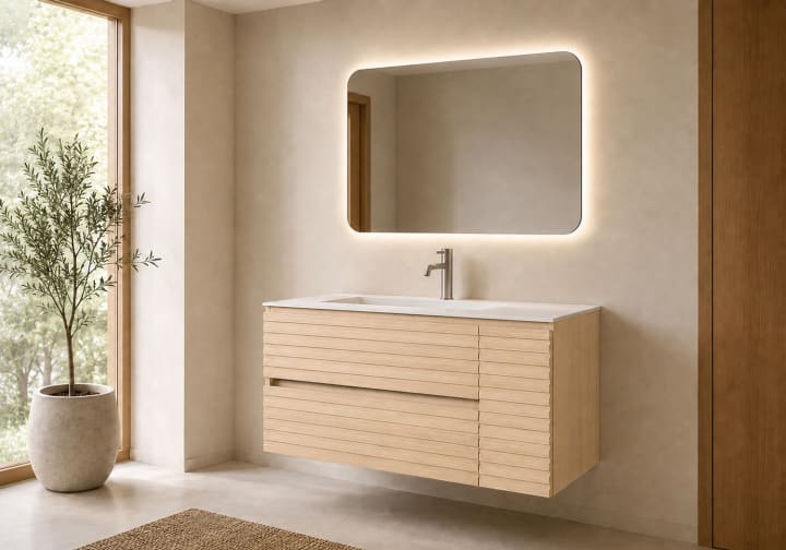 Meuble de salle de bains Alpes 21 Bruntec avec lavabo « Solid Surface » principal 2