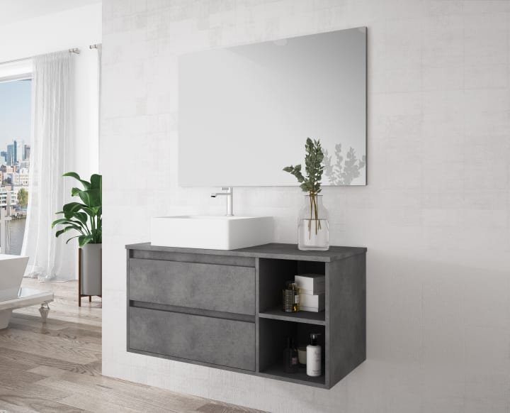 Meuble de salle de bains avec plan de toilette en bois Atlanta Bruntec principal 1