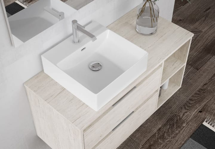 Meuble de salle de bains avec plan de toilette en bois Atlanta Bruntec détail 3