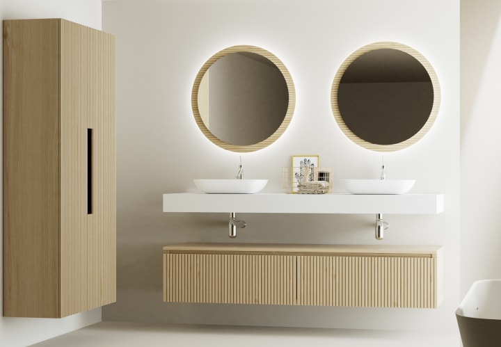 Mueble de baño con encimera solid surface y cajonera Alpes 4 Bruntec principal 1