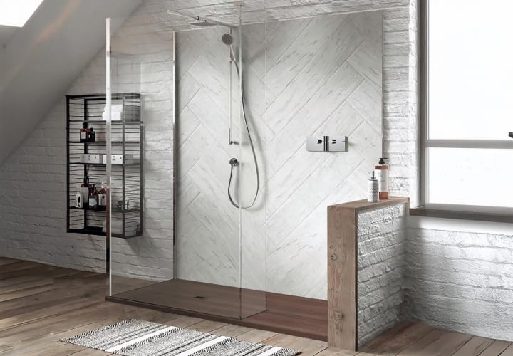 Platos de ducha de resina Wood Bruntec ambiente 2