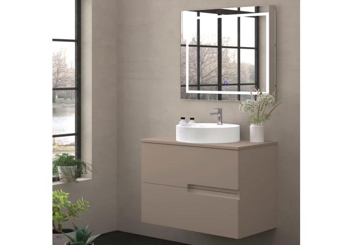 Meuble de salle de bains avec plan de toilette en pierre de couleur assortie Lia Bruntec Couleurs principal 5