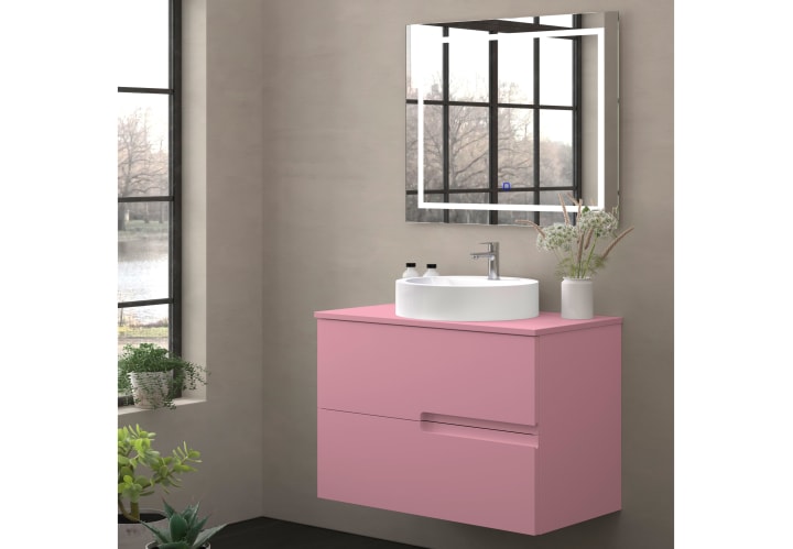 Meuble de salle de bains avec plan de toilette en pierre de couleur assortie Lia Bruntec Couleurs principal 9