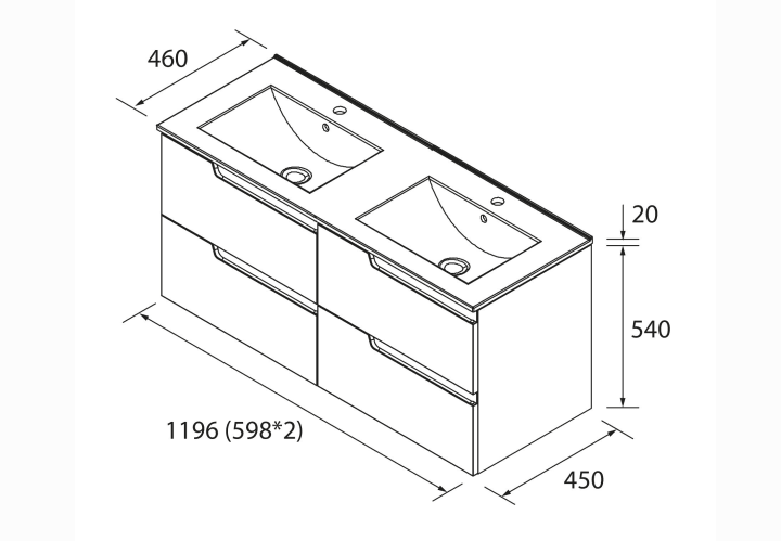 Conjunto mueble de baño Vima Salgar croquis 7