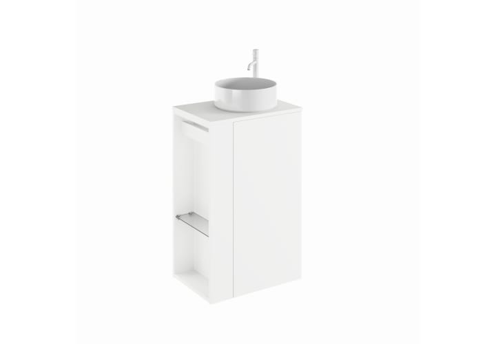 Meuble de salle de bains Bassi Royo avec plan de toilette en bois assorti profondeur réduite principal 8