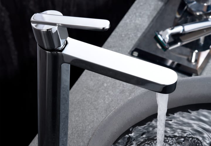 Pack Grifo de lavabo caño alto Roma Imex + Válvula click-clack detalle 5