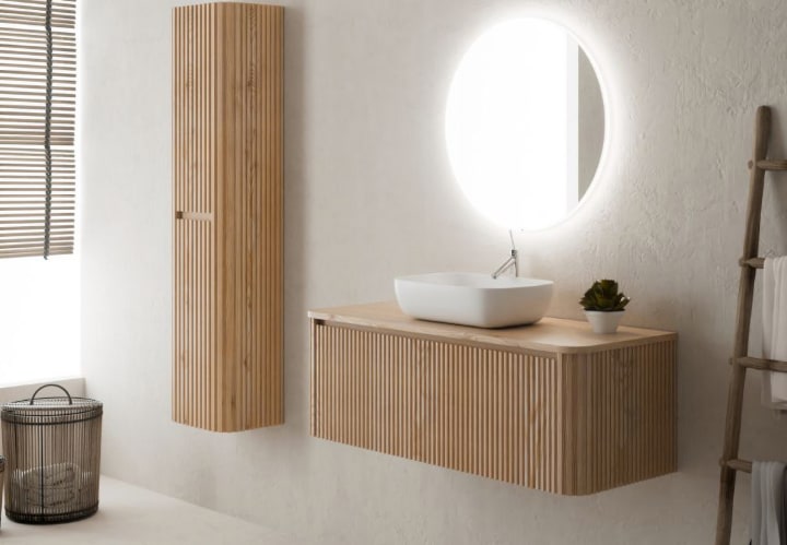 Meubles de salle de bains avec comptoir en bois massif Baviera Bruntec principal 2
