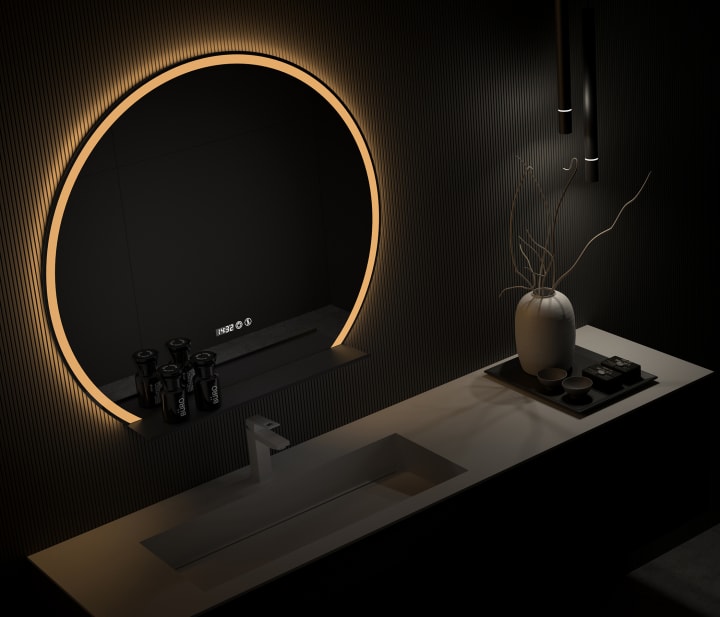 Espejo media luna con luz LED Crepúsculo de Eurobath principal 1