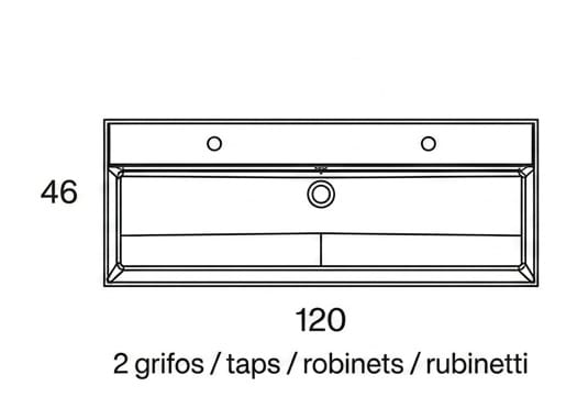 Vasque à encastrer pour deux robinets 12 cm de hauteur Lila Viso croquis 3