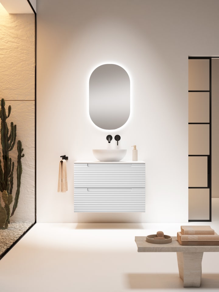 Meubles de salle de bains avec plan de toilette en HDF Compatech Kyoto Visobath principal 2