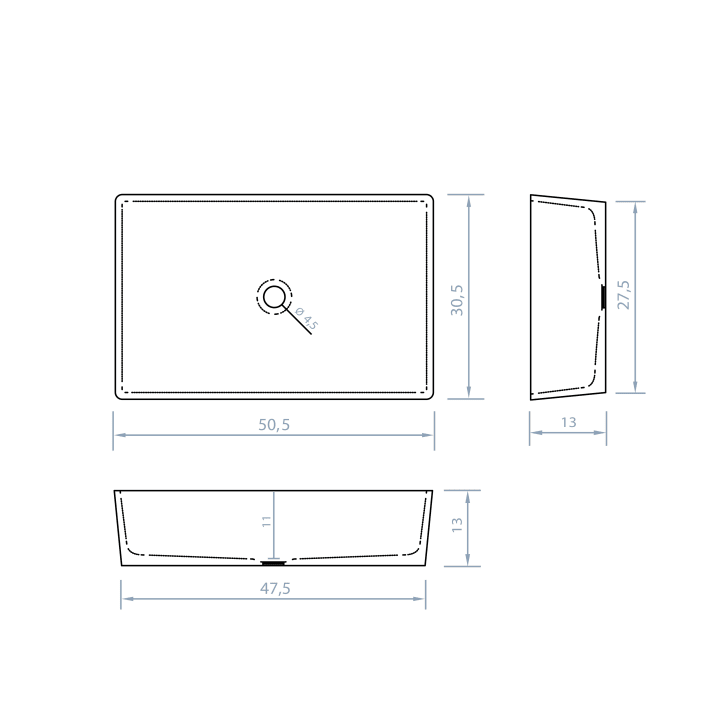 Lavabo sobre encimera Athos Bruntec croquis 1