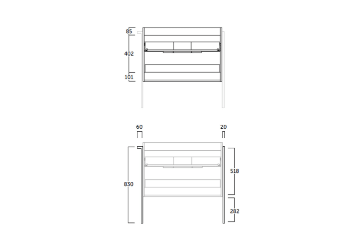 Mueble de baño Galsaky industrial Coycama croquis 11
