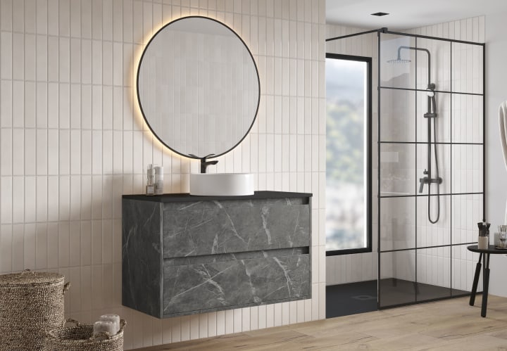 Mueble de baño con encimera Piedra Compactada negra Artemisa Bruntec principal 3