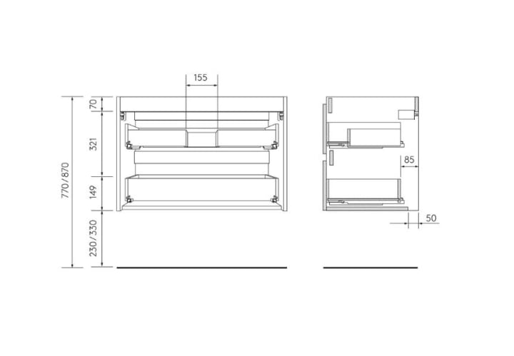 Conjunto mueble de baño Born Salgar croquis 8