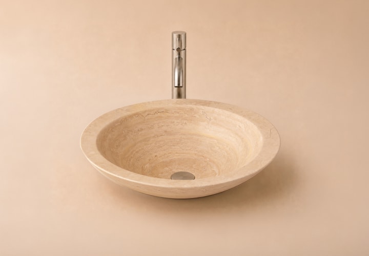Lavabo de mármol natural Cónico Bruntec ambiente 2