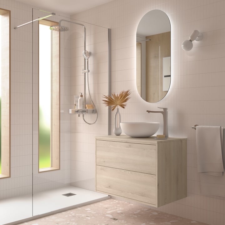 Meubles de salle de bains avec plan de toilette en bois Optimus Salgar environnement 6