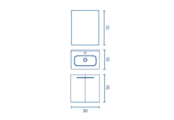 Conjunto completo mueble de baño fondo reducido 35 cm Street Royo croquis 10