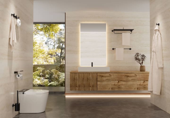 Dérouleur de salle de bains avec étagère Essential Medimex environnement 6