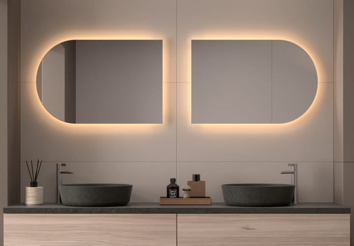 Miroir en arc de cercle avec éclairage LED Lama Bruntec Bruntec principal 9