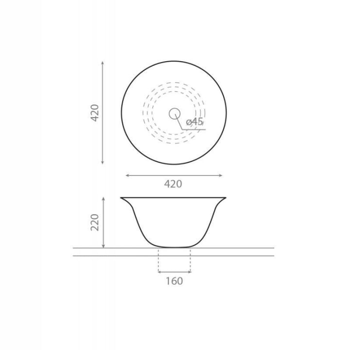 Lavabo sobre encimera Nordic Bathco croquis 4