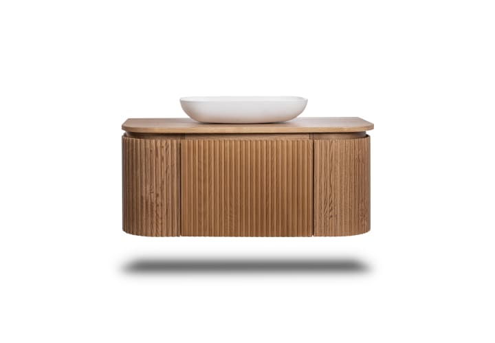 Mueble de baño madera varias medidas, maciza de fresno con encimera de madera Neo Curve Bruntec detalle 4