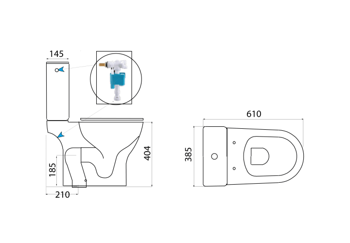 Pack inodoro + bidé Merlín Bruntec croquis 9