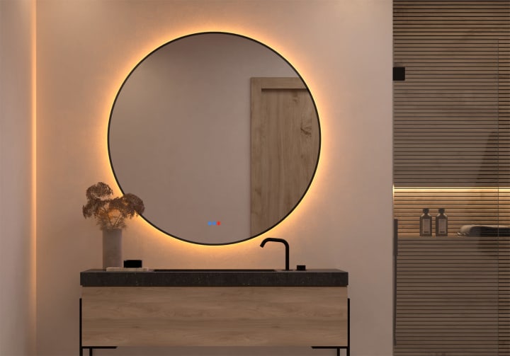 Miroir de salle de bains avec éclairage LED Atria Bruntec principal 2