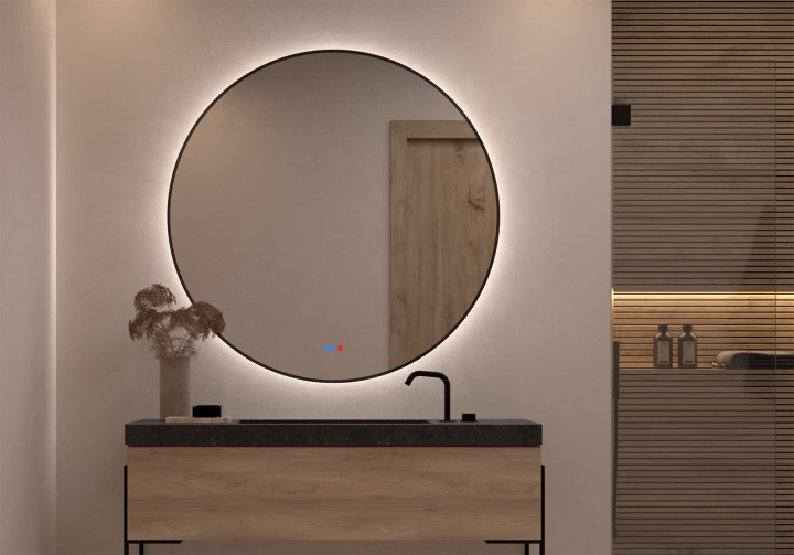 Miroir de salle de bains avec éclairage LED Atria Bruntec principal 1