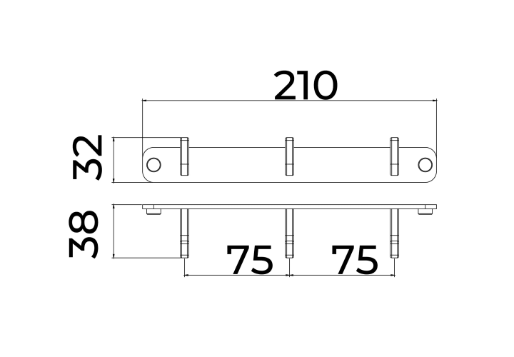 Percha de baño Triple Nova Medimex croquis 7