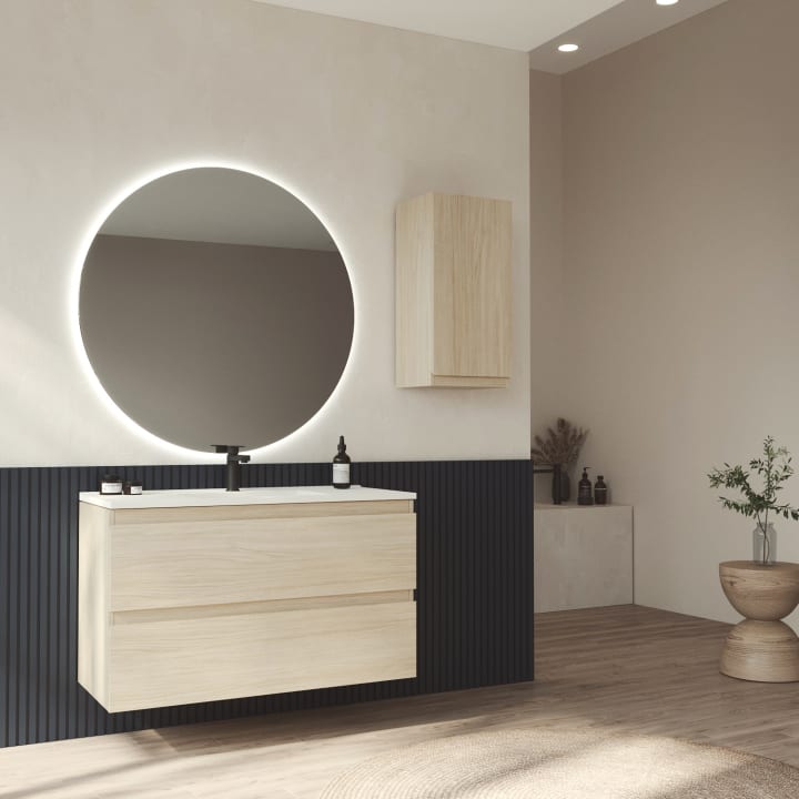 Meuble de salle de bains en bois à profondeur réduite 37,8 cm Vilma Bruntec principal 2
