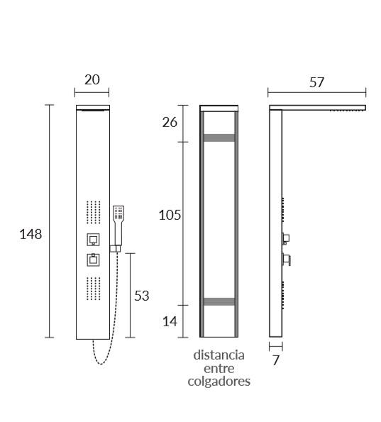 Columna de ducha hidromasaje Ilma Sagobar croquis 1