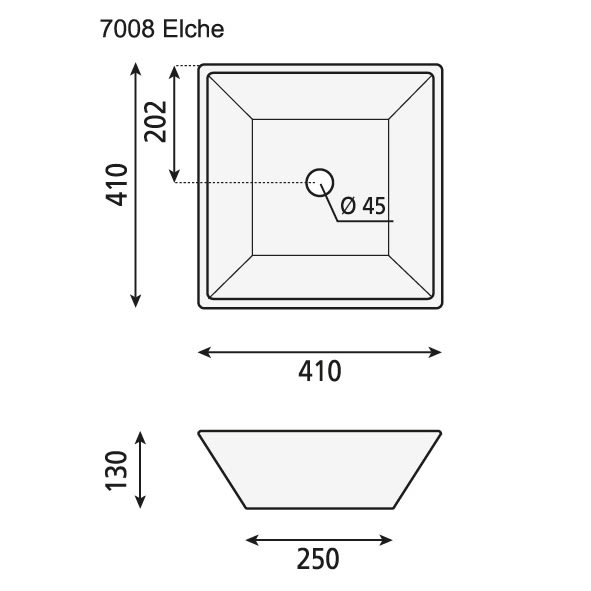 Lavabo sobre encimera Elche Bruntec croquis 2