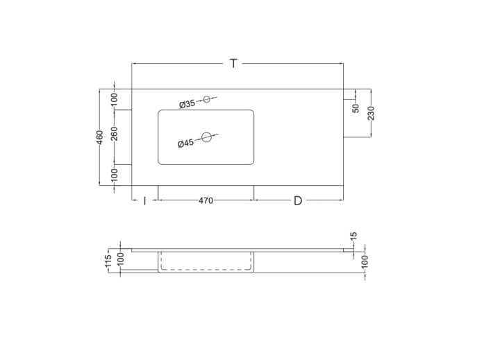 Lavabo à encastrer Mara Masai Coycama croquis 17