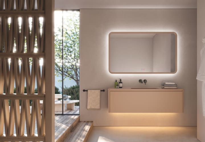 Miroir de salle de bains avec éclairage LED Duomo Ledimex environnement 9