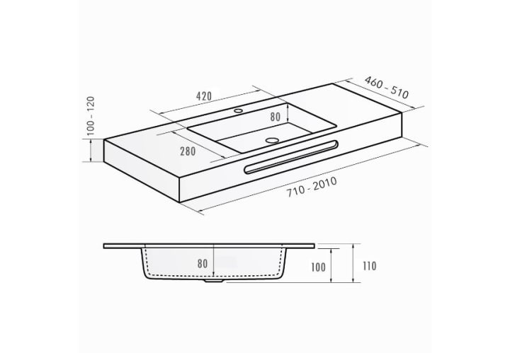 Vasque à encastrer Formas Bruntec croquis 2