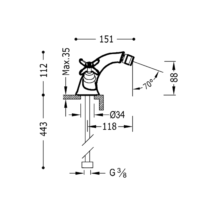 Grifo de bidé Clasic Tres croquis 2